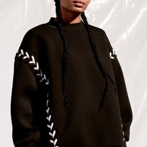 IVY PARK x Yara Shahidi x Beyonce Black White Lace Stitch Sweatshirt Sz M
